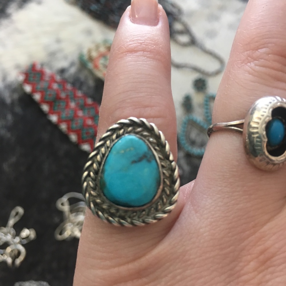 Turquoise and sterling silver ring size 6.5
